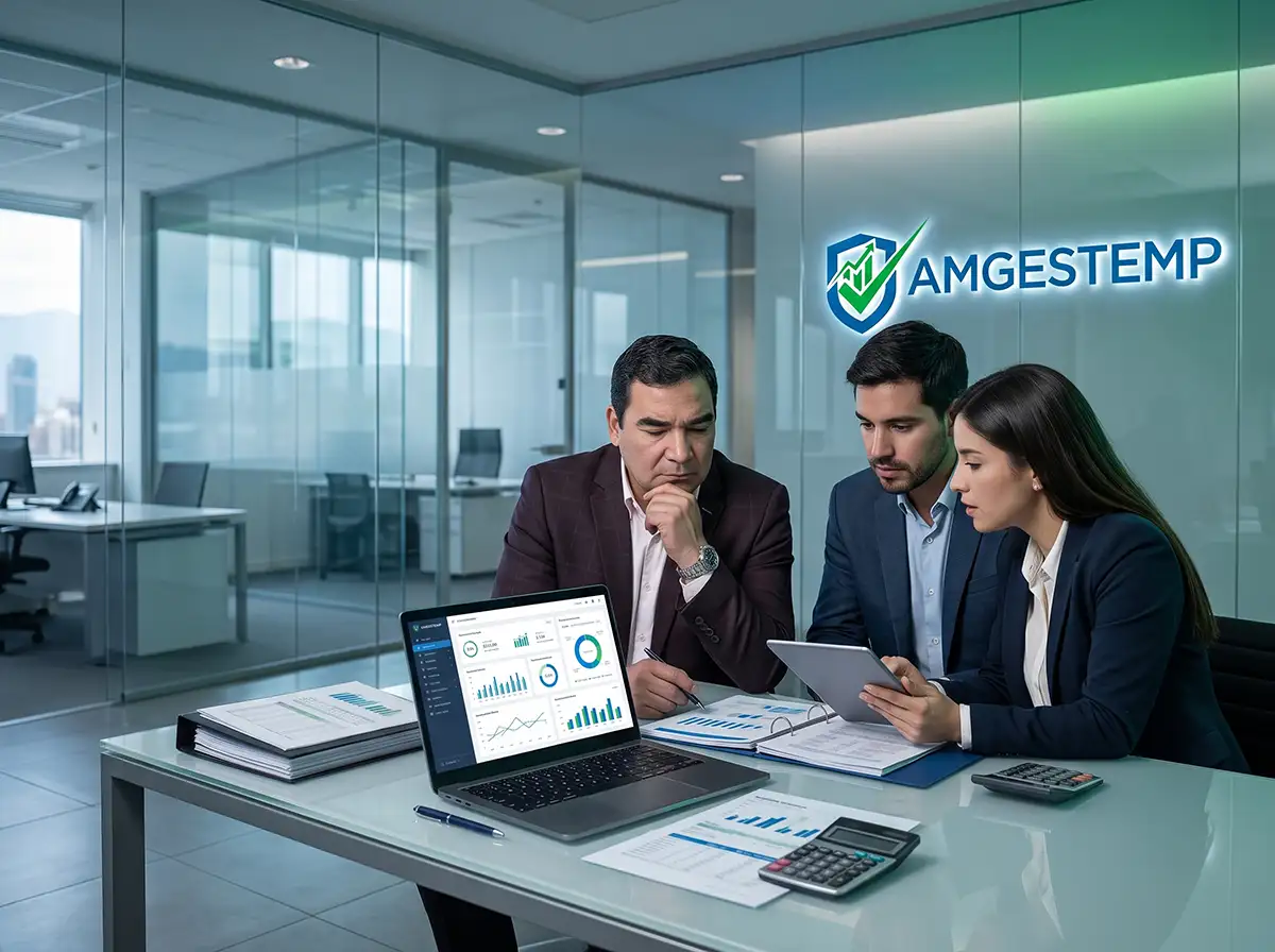 Equipo Amgestemp analizando procesos y gestión empresarial